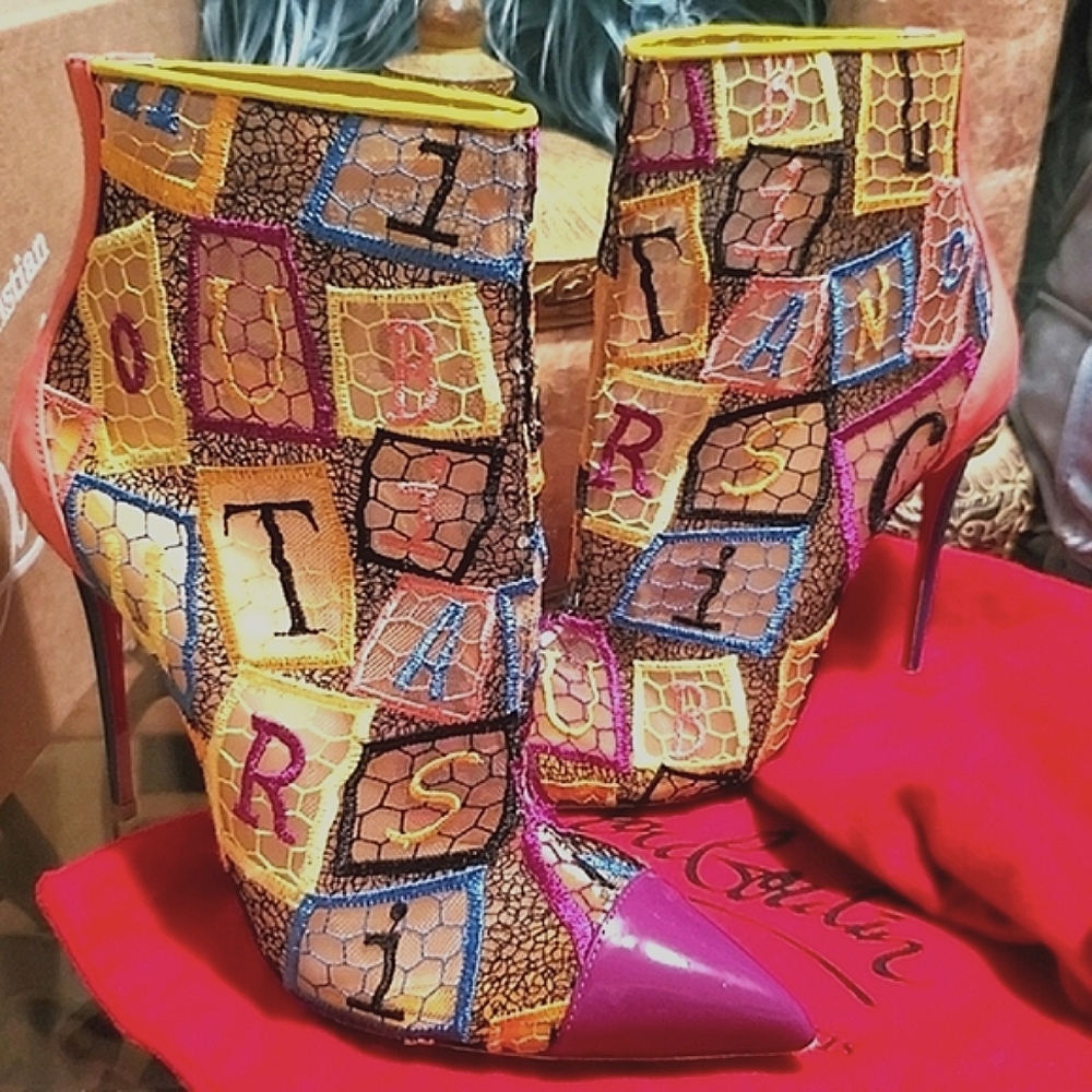 ✅️RARE⚜️Christian Louboutin 💜😻Gipsybootie SPC 100mm Stilettos - Picture 10 of 16